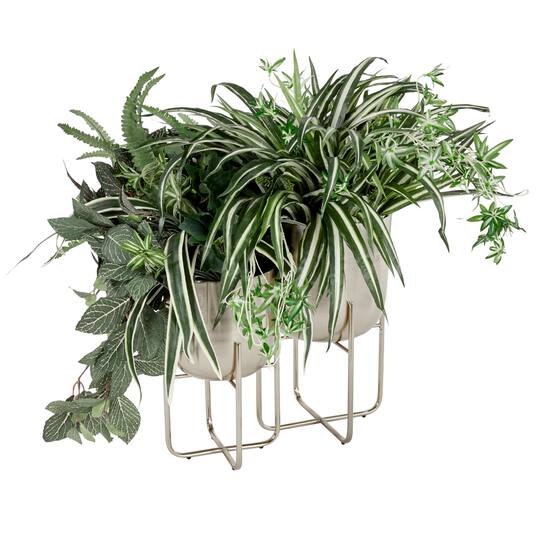 Metal Contemporary Stand Planter Set